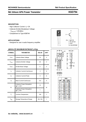 KSD794 Datasheet PDF Inchange Semiconductor