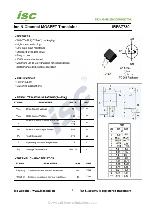 IRFS7730 Datasheet PDF Inchange Semiconductor