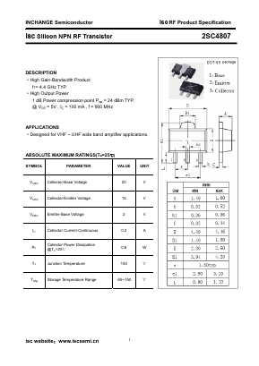 C4807 Datasheet PDF Inchange Semiconductor