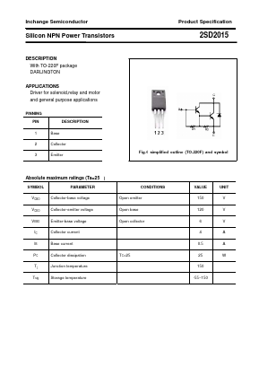 2SD2015 Datasheet PDF Inchange Semiconductor