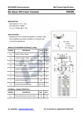 2N6496 Datasheet PDF Inchange Semiconductor