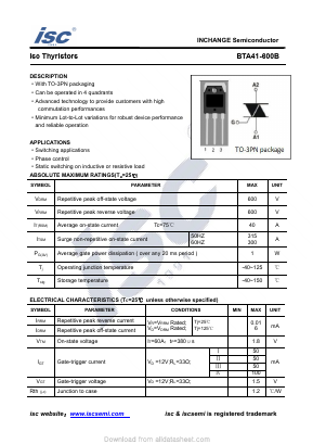 BTA41-600B Datasheet PDF Inchange Semiconductor