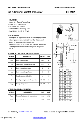 IRF710A Datasheet PDF Inchange Semiconductor