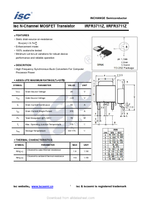 IIRFR3711Z Datasheet PDF Inchange Semiconductor