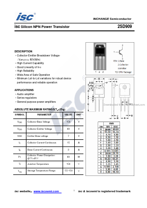 D909 Datasheet PDF Inchange Semiconductor