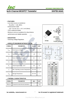 SIHFBC40AS Datasheet PDF Inchange Semiconductor