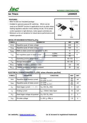 L6006D5 Datasheet PDF Inchange Semiconductor