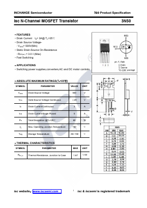 3N50-220 Datasheet PDF Inchange Semiconductor
