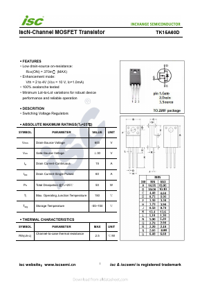 TK15A60D Datasheet PDF Inchange Semiconductor