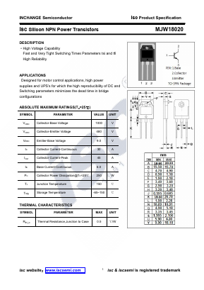 MJW18020 Datasheet PDF Inchange Semiconductor