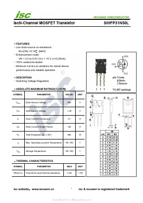 SIHFP31N50L Datasheet PDF Inchange Semiconductor