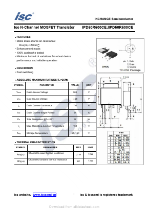 IPD50R500CE Datasheet PDF Inchange Semiconductor