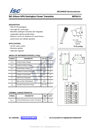MPSA14 Datasheet PDF Inchange Semiconductor