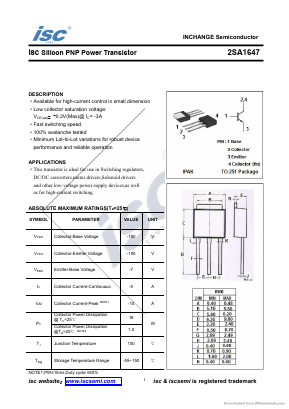 2SA1647 Datasheet PDF Inchange Semiconductor