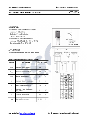KTD2059 Datasheet PDF Inchange Semiconductor
