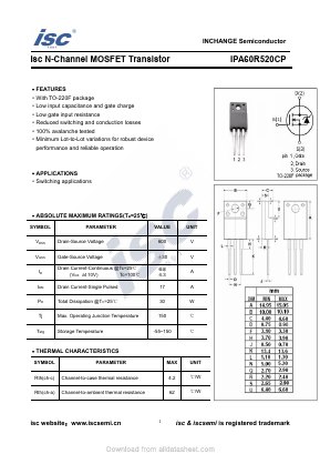 IPA60R520CP Datasheet PDF Inchange Semiconductor