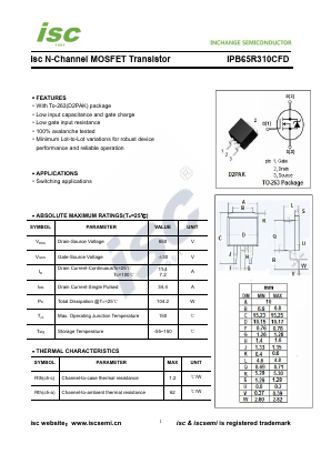 IPB65R310CFD Datasheet PDF Inchange Semiconductor