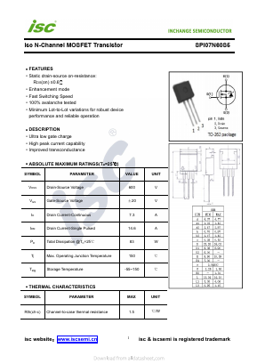 SPI07N60S5 Datasheet PDF Inchange Semiconductor