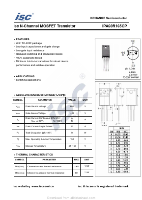 IPA60R165CP Datasheet PDF Inchange Semiconductor