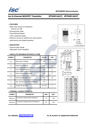 IIPP50R140CP Datasheet PDF Inchange Semiconductor