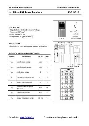 2SA2151A Datasheet PDF Inchange Semiconductor