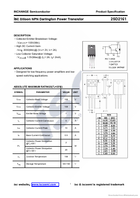 2SD2161 Datasheet PDF Inchange Semiconductor