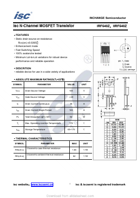 IRF540Z Datasheet PDF Inchange Semiconductor