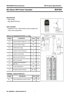 BUF420 Datasheet PDF Inchange Semiconductor