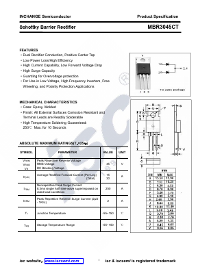 MBR3045CT Datasheet PDF Inchange Semiconductor
