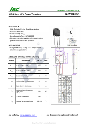 NJW0281G Datasheet PDF Inchange Semiconductor