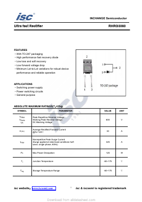 RHRG3060 Datasheet PDF Inchange Semiconductor