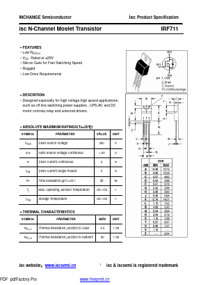 IRF711 Datasheet PDF Inchange Semiconductor