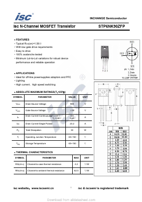 STP6NK90ZFP Datasheet PDF Inchange Semiconductor