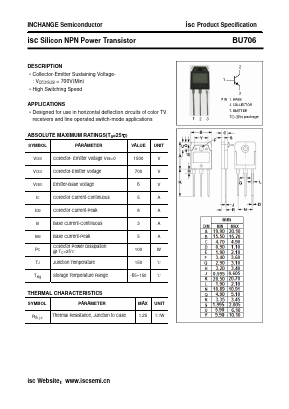 BU706 Datasheet PDF Inchange Semiconductor