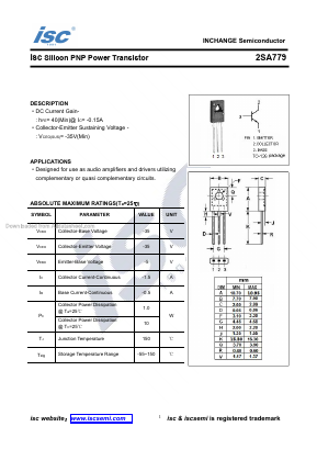 2SA779 Datasheet PDF Inchange Semiconductor