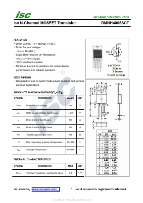 DMNH4005SCT Datasheet PDF Inchange Semiconductor