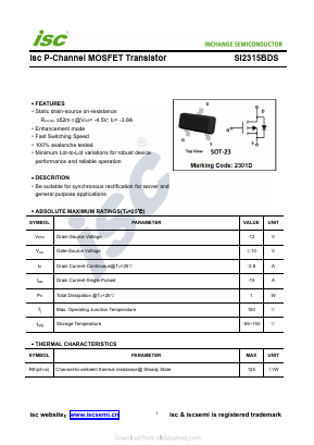 SI2315BDS Datasheet PDF Inchange Semiconductor