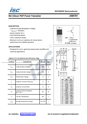 2SB781 Datasheet PDF Inchange Semiconductor