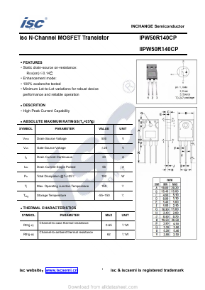 IPW50R140CP Datasheet PDF Inchange Semiconductor