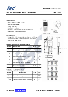 2SK1338 Datasheet PDF Inchange Semiconductor