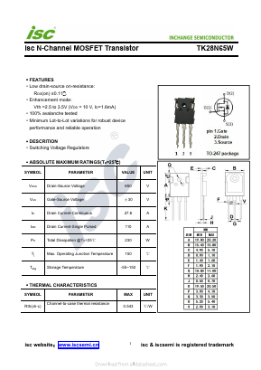 TK28N65W Datasheet PDF Inchange Semiconductor