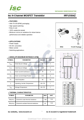 IRFU3504Z Datasheet PDF Inchange Semiconductor