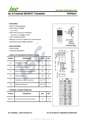 FDP8441 Datasheet PDF Inchange Semiconductor