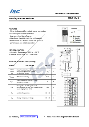 MBR2045 Datasheet PDF Inchange Semiconductor