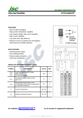 STTH1002CFP Datasheet PDF Inchange Semiconductor