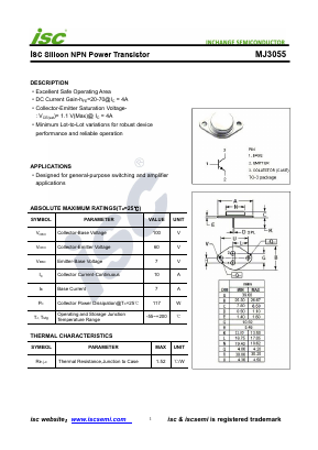 MJ3055 Datasheet PDF Inchange Semiconductor