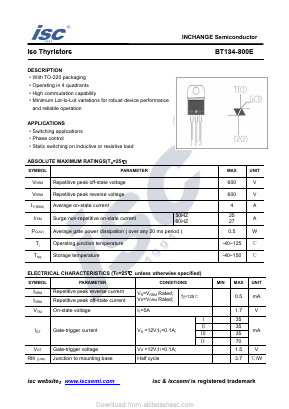 BT134-800E Datasheet PDF Inchange Semiconductor