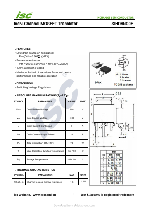 SIHD9N60E Datasheet PDF Inchange Semiconductor