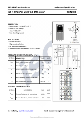 2SK2611 Datasheet PDF Inchange Semiconductor