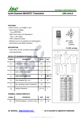 2SK1459LS Datasheet PDF Inchange Semiconductor